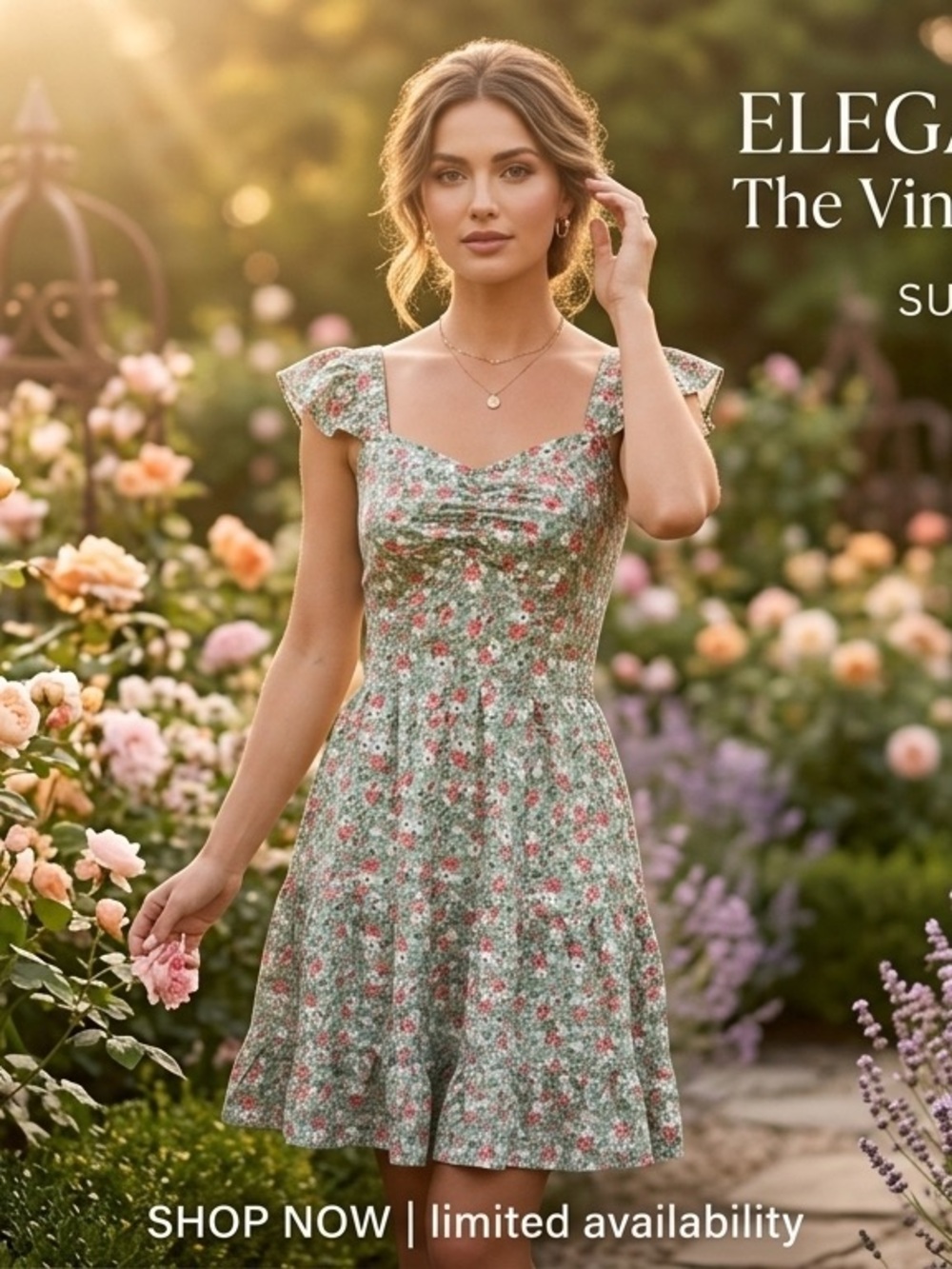Pretty Garden Women’s Pink Green Fit Flare Mini Dress with Sweetheart Neckline S